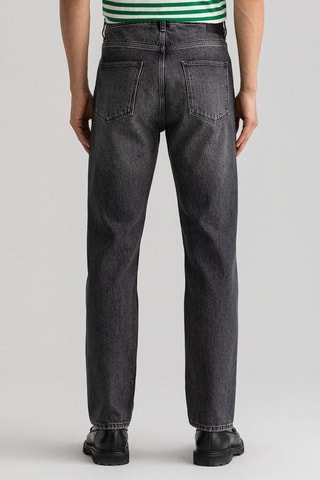 Jean taille haute relaxed en coton biologique - Gris