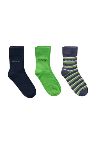 3 paires de chaussettes en coton biologique - Bleu marine et vert clair