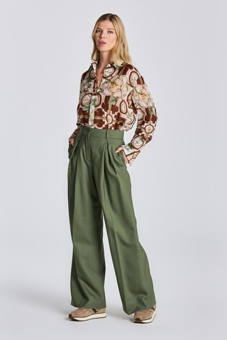 Pantalon en laine taille haute - Vert