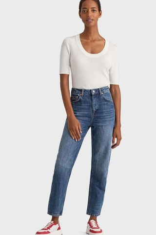 Jean droit en coton biologique - Bleu moyen