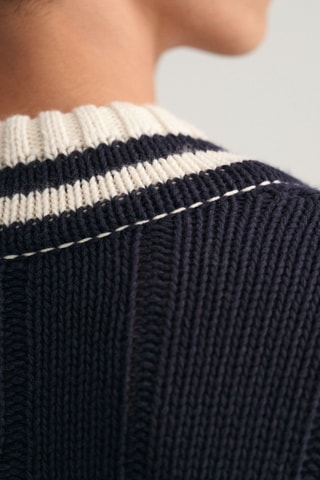 Pull en coton biologique et laine - Blanc et bleu marine