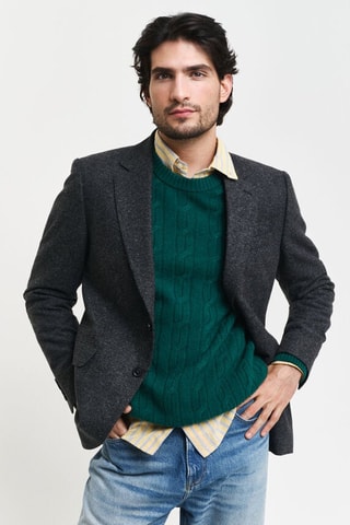 Chaqueta de lana y seda - Negro jaspeado