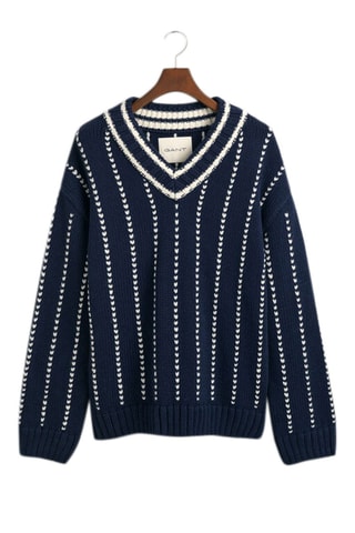 Pull relaxed en laine - Bleu marine