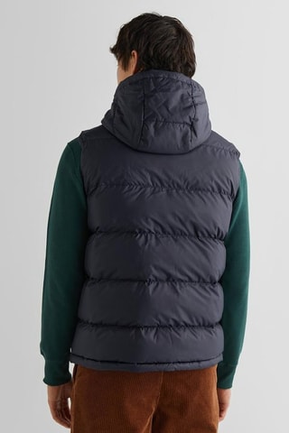 Doudoune regular à capuche sans manches - Bleu marine