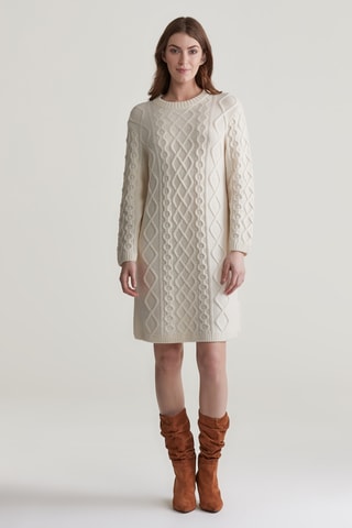 Robe pull en laine mérinos - Crème