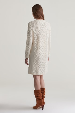Robe pull en laine mérinos - Crème