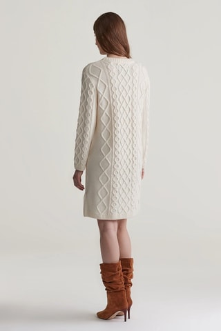 Robe pull en laine mérinos - Crème
