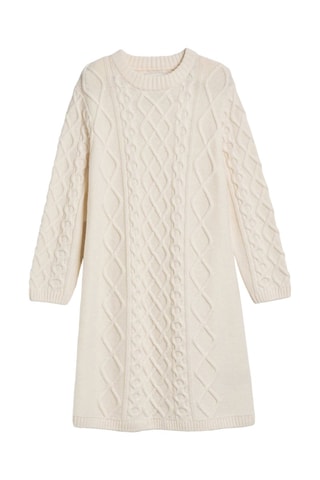 Robe pull en laine mérinos - Crème