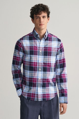 Chemise regular en coton biologique - Bleu et violet clair