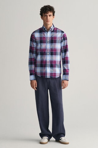 Chemise regular en coton biologique - Bleu et violet clair