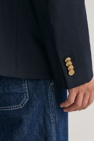 Blazer oversize de lana - Azul marino