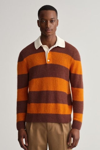 Pull regular en mohair et mérinos - Marron et orange