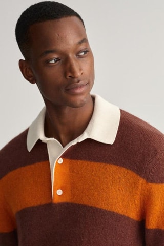 Pull regular en mohair et mérinos - Marron et orange