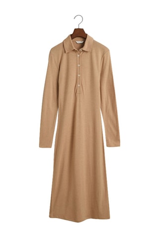 Robe chemise slim en laine - Beige