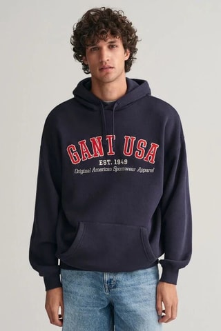 Sweat relaxed à capuche - Bleu marine