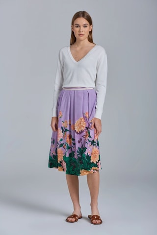 Jupe droite en soie - Violet