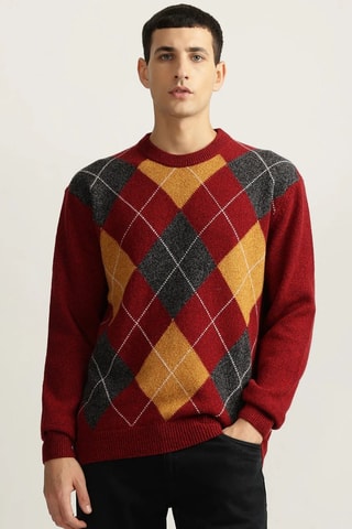 Pull en laine - Rouge et jaune