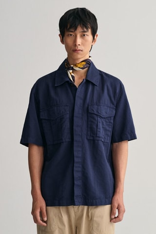Chemise relaxed en lin - Bleu marine