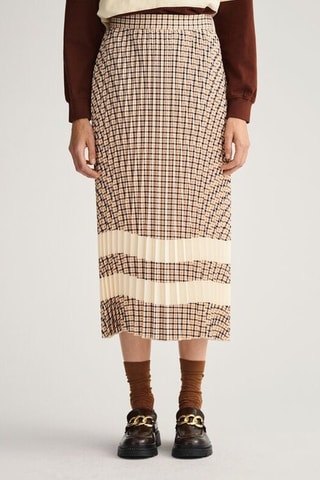 Jupe plissée taille haute - Beige