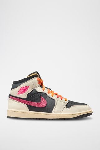 Air Jordan 1 Mid SE Edge en cuir - Ivoire et rose