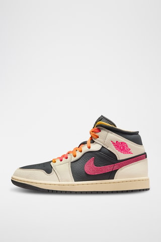 Air Jordan 1 Mid SE Edge en cuir - Ivoire et rose