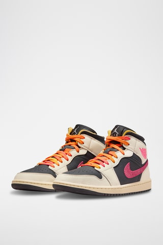 Air Jordan 1 Mid SE Edge en cuir - Ivoire et rose