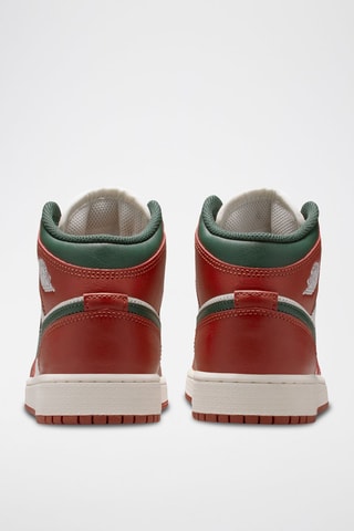 Air Jordan 1 Mid en cuir - Ecru et rouge