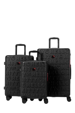 Juego de 3 maletas Kuririn (S/M/L) - 50/66/76 cm - Negro y rojo