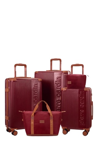 Juego de 3 maletas (S/M/L), bolso shopper y neceser Pierre Cardin Berlin - 52/65/75 cm - Rojo oscuro