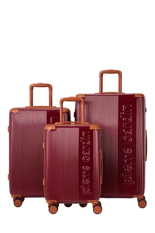 Juego de 3 maletas (S/M/L), bolso shopper y neceser Pierre Cardin Berlin - 52/65/75 cm - Rojo oscuro