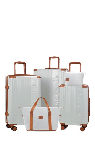 Juego de 3 maletas (S/M/L) con bolsa de viaje y neceser Pierre Cardin Berlin - 52/65/75 cm - Blanco y marrón