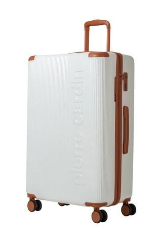 Juego de 3 maletas (S/M/L) con bolsa de viaje y neceser Pierre Cardin Berlin - 52/65/75 cm - Blanco y marrón