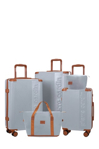 Juego de 3 maletas (S/M/L) con bolsa de viaje y neceser Pierre Cardin Berlin - 52/65/75 cm - Plateado