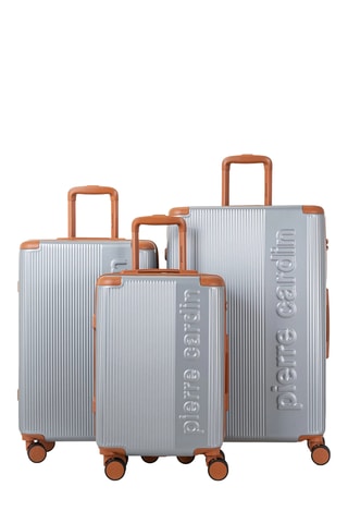 Juego de 3 maletas (S/M/L) con bolsa de viaje y neceser Pierre Cardin Berlin - 52/65/75 cm - Plateado