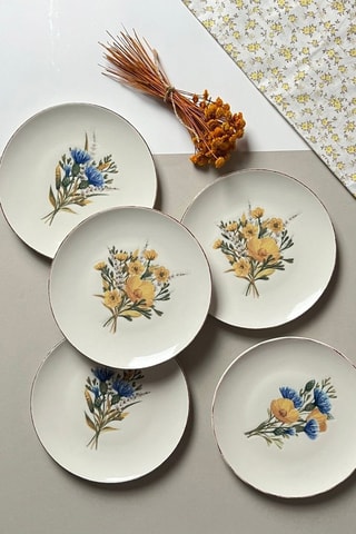 6 assiettes à dessert en porcelaine - 21 cm