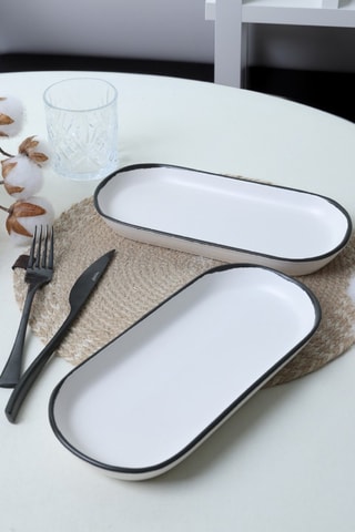 2 Platte Ovale Aardewerk Borden - 26 cm