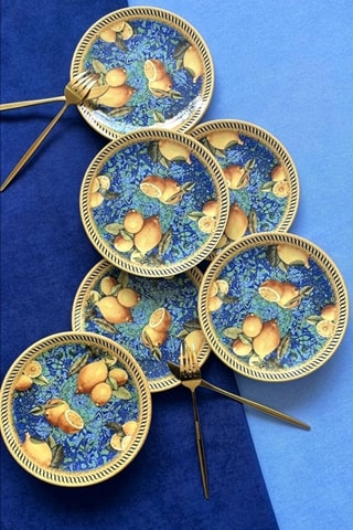 6 assiettes à dessert en céramique - 20 cm