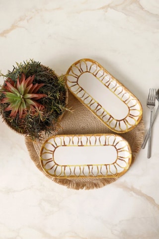 2 assiettes plates - 26 x 12 cm