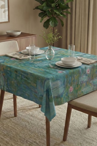 Nappe carrée  - Bleu clair et vert