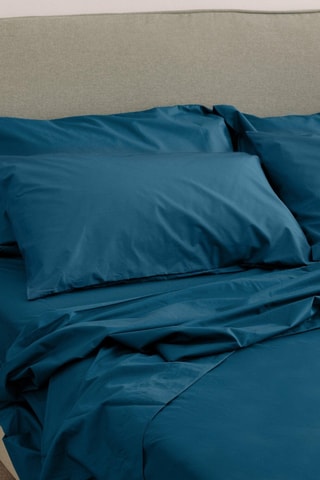 2 Perkalkatoenen Kussenslopen 118 Draad/cm² - Blauw