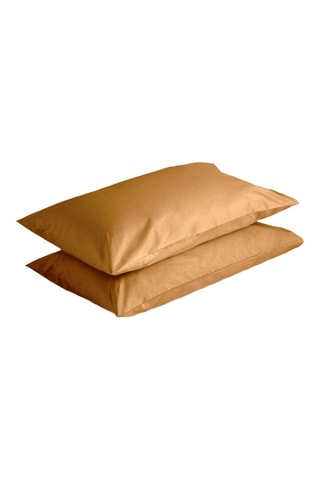 2 Perkalkatoenen Kussenslopen 79 Draad/cm² - Karamelbruin