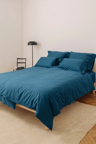 2 Satijnen Kussenslopen 118 Draad/cm² - Blauw