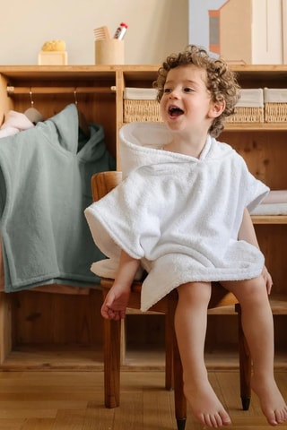 Poncho met capuchon - Wit