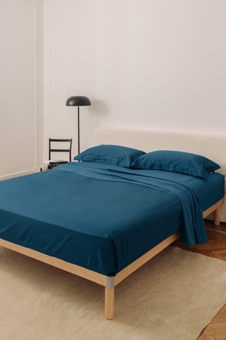 Satijnen Hoeslaken 118 Draad/cm² - Blauw