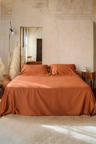 Satijnen Hoeslaken 118 Draad/cm² - Terracotta