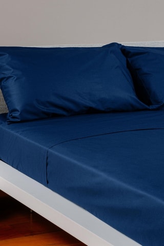 Katoenen Hoeslaken 63 Draad/cm² - Marineblauw
