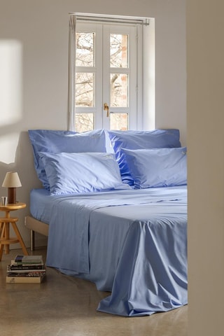 Perkalkatoenen Hoeslaken 79 Draad/cm² - Blauw