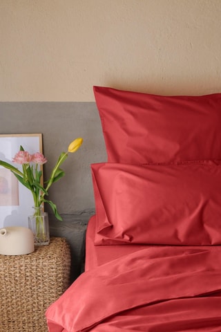 Perkalkatoenen Hoeslaken 79 Draad/cm² - Koraalrood