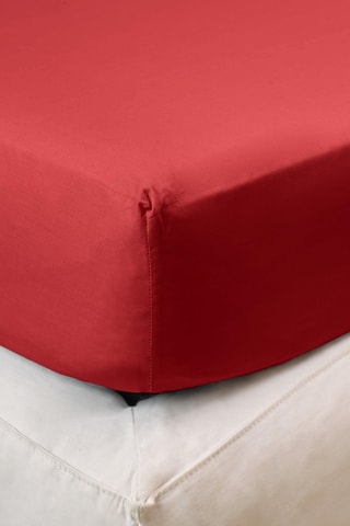 Perkalkatoenen Hoeslaken 79 Draad/cm² - Koraalrood