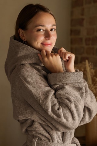 Badjas met Capuchon - Taupe